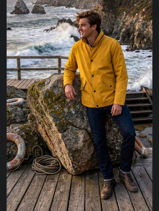 7 For All Mankind Other - NWT 7 FOR ALL MANKIND 7FAM MEN'S Yellow Rain Outdoor Jacket Hidden Hood L